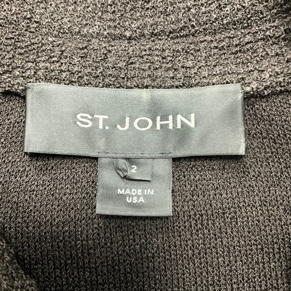 ST. JOHN DARK BROWN WOOL AND VISCOSE KNIT JACKET AND SKIRT SET - Picture 4 of 9